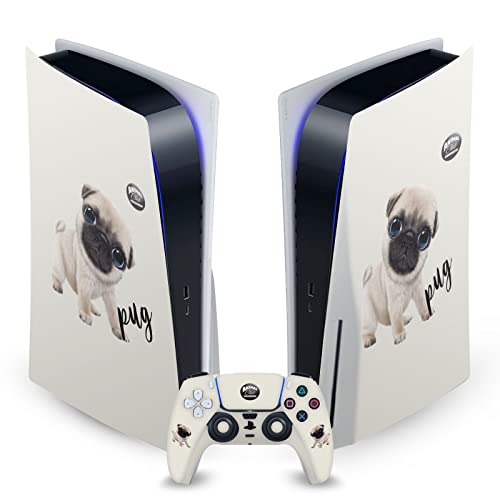 Head Case Designs Officially Licensed Animal Club International Pug Faces Vinyl Faceplate Sticker Gaming Skin Decal Compatible With Sony PlayStation 5 PS5 Disc Edition Console & DualSense Controller