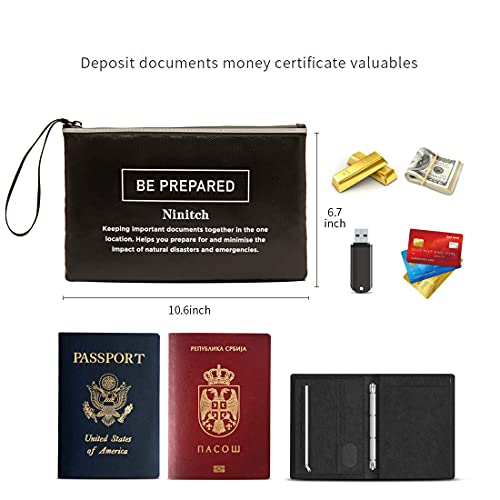 Fireproof Money Bag,Bank Bag Fireproof and Waterproof Cash Bag with Zipper Closure, Fireproof Safe Storage Bag Envelope, Suitable for documents, Bank Inventory, Passport (Black, M) | The Storepaperoomates Retail Market - Fast Affordable Shopping
