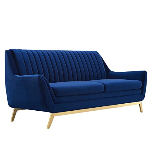 Modway Winsome Channel Tufted Performance Velvet, Sofa, Navy