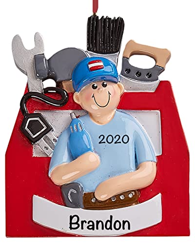 Personalized Handyman Ornament – Polyresin Construction Christmas Ornaments – Mr Fix It Tools Party Decorations – Tool Box Ornament – Family Handyman, Carpenter Gifts – Home Remodel Décor