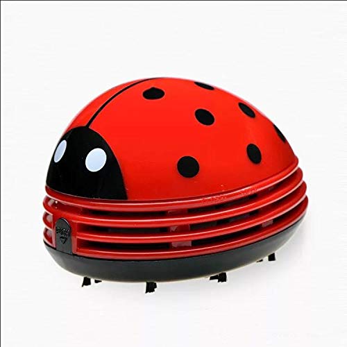 Aliotech Mini Portable Handheld Cordless Tabletop Crumb Sweeper Desktop Dust Vacuum Cleaner Ladybug Dust Sweeper(Red)