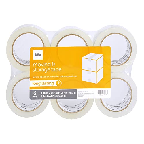 Office Depot® Brand Moving & Storage Packing Tape , 1.89″ x 70.8 Yd, Crystal Clear, Pack Of 6 Rolls