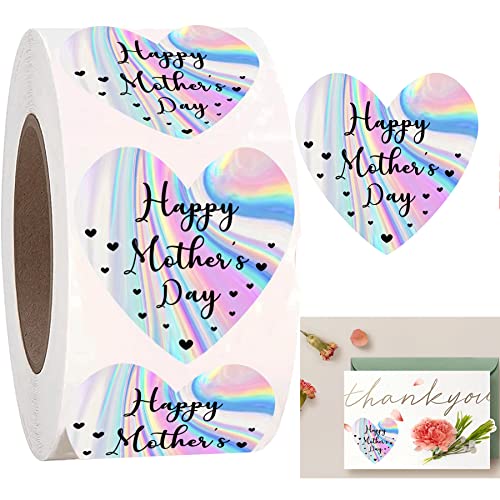 Happy Mother’s Day Present Stickers 2″ Holographic Mother’s Day Labels – 250 Pcs Mom Stickers Envelope Seals Labels for Mother’s Day Party Favors