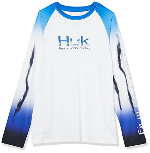 HUK Kids’ Standard Double Header Long Sleeve Shirt +Sun Protection, Flare-Deep Cobalt, X-Large