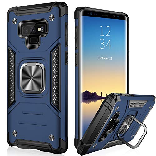 IKAZZ Galaxy Note 9 Case,Samsung Note 9 Cover Dual Layer Soft Flexible TPU and Hard PC Anti-Slip Full-Body Rugged Protective Phone Case with Magnetic Kickstand for Samsung Galaxy Note 9 Blue