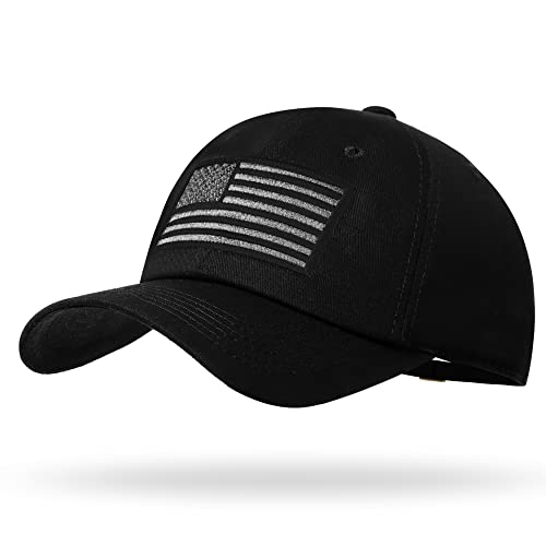 American Flag Hat Men Women Adjustable USA Baseball Cap Low Profile Plain Dad Hat Outdoor Ball Cap Black