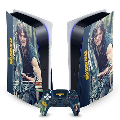 Head Case Designs Officially Licensed AMC The Walking Dead Daryl Lurk Daryl Dixon Graphics Vinyl Faceplate Gaming Skin Decal Compatible With Sony PlayStation 5 PS5 Disc Console & DualSense Controller