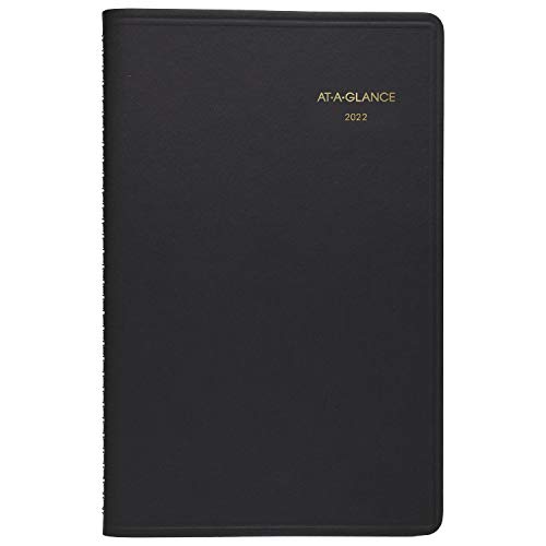 AT-A-GLANCE 2022 Weekly Planner, Hourly Appointment Book, 5″ x 8″, Small, 12 Months, Telephone/Address Pages, Black (7010005)