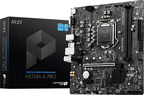 MSI H510M-A PRO ProSeries Motherboard (mATX, 11th/10th Gen Intel Core, LGA 1200 Socket, DDR4, PCIe 4, M.2 Slot, USB 3.2 Gen 1, 2.5G LAN, D-SUB/HDMI)