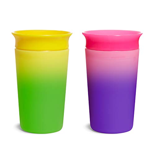 Munchkin® Miracle® 360 Color Changing Sippy Cup, 9 Ounce, 2 Pack, Pink/Yellow
