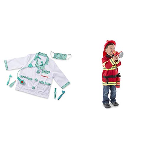 Melissa & Doug Doctor Role Play Costume Set (Frustration Free Packaging) & & Doug Fire Chief Role Play Costume Set