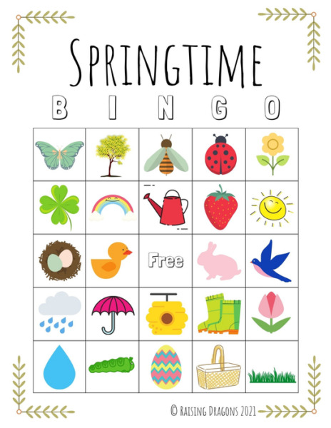Springtime Bingo Printable – Spring Bingo – Easter Bingo – Picture Bingo for Preschool and Kindergarten – 25 Unique Bingo Cards