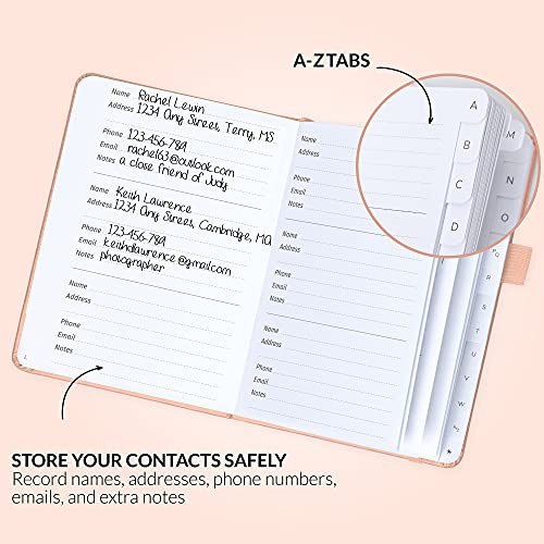 GoGirl Address Book – Telephone and Address Book with Alphabetic Tabs for Safely Storing Contacts, Small-Sized (4.0″ x 5.5″) PU Leather Hardcover – Peach Pink | The Storepaperoomates Retail Market - Fast Affordable Shopping