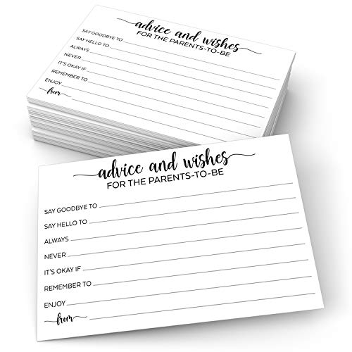 321Done Advice and Wishes Cards for The Parents-to-Be (50 Cards) White 4×6 Baby Advice Cards for New Parents, Fun Baby Shower Game Simple New Mom and Dad Large Keepsake, Made in USA