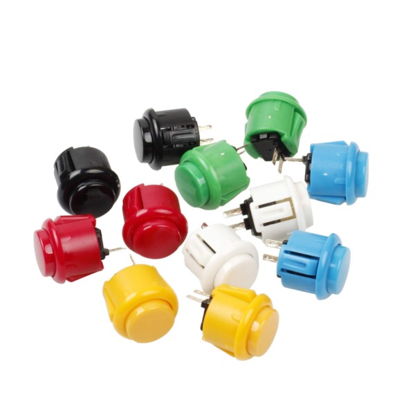 Sanwa 12 pcs OBSF-30 Original Push Button 30mm – for Arcade Jamma Video Game & Arcade Joystick Games Console (Color) – (Each Color of 2 Pcs) Use for Arcade Game Machine Cabinet S@NWA