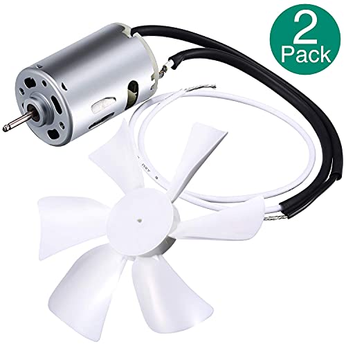 6″ Replacement White Vent Fan Blade with 12V D-Shaft RV Vent Motor, 2 Pack
