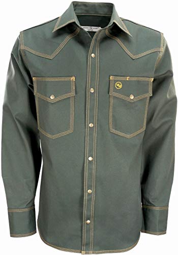 Western Welder Outfitting – Welding Shirt Western Style | Light Weight Tripled-Stitched Welding Shirts, Relaxed Fit (XL, Army Green)