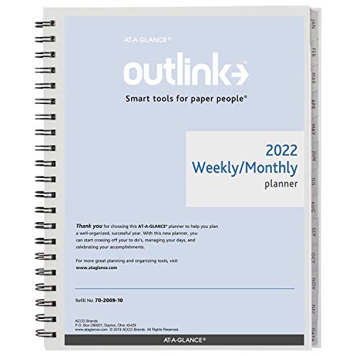 2022 Weekly & Monthly Planner Refill by AT-A-GLANCE, 8-1/2″ x 11″, Large, Wirebound, Outlink (70200910)