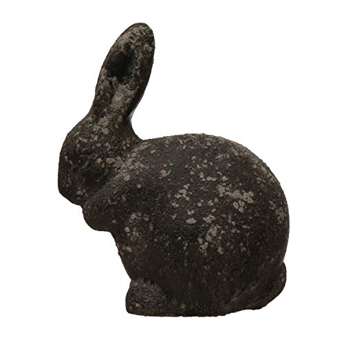 Creative Co-Op Cement Rabbit, Distressed Black Finish Decor