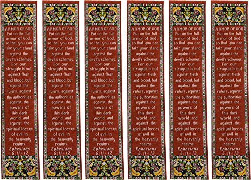 Armor of God, Bulk Pack of 6 Woven Fabric Christian Bookmarks, Silky Soft Ephesians 6:11-12 Flexible Bookmarker for Novels Books and Bibles, Traditional Turkish Woven Design, Memory Verse Gift