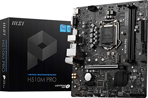 MSI H510M PRO ProSeries Motherboard (mATX, 11th/10th Gen Intel Core, LGA 1200 Socket, DDR4, PCIe 4, M.2 Slot, USB 3.2 Gen 1, 1Gbps LAN, D-SUB/DP/HDMI)