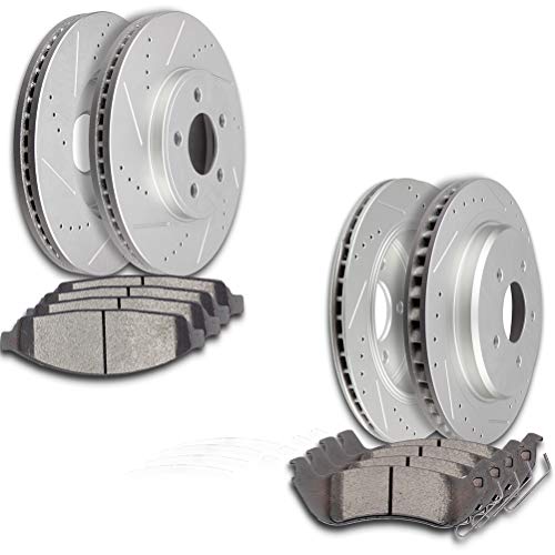 cciyu Front Rear Drilled Slotted Brake Rotors + Ceramic Pads fit for 2003-2011 for Ford Crown Victoria,2003-2010 for Mercury Grand Marquis,2003-2004 for Mercury Marauder