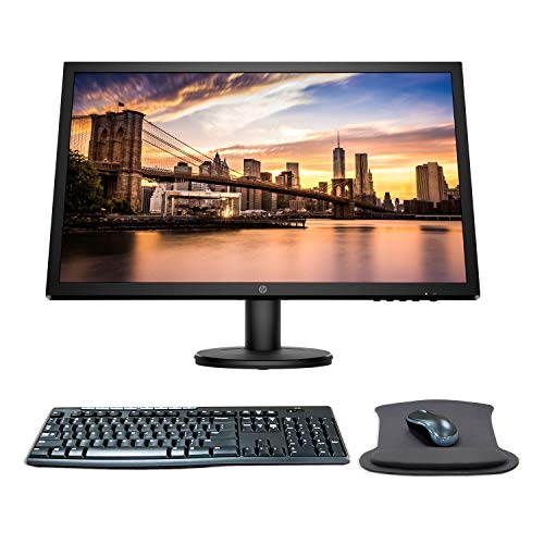 HP V24 24 Inch FHD LED-Backlit LCD Monitor Bundle with HDMI, FreeSync, MK270 Wireless Keyboard and Mouse Combo, Gel Pad