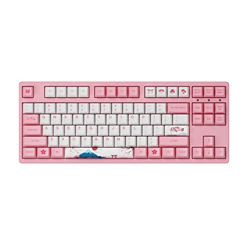 Akko TKL Wired Gaming Mechanical Keyboard, Programmable with OEM Profiled PBT Dye-Sub Keycaps and N-Key Rollover, Tokyo 87-Key Pink Keyboard for PC/Laptop/Mac (Cream Yellow Switch)