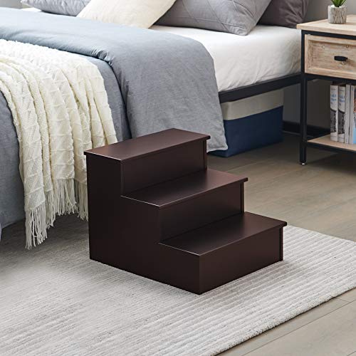 Kings Brand Furniture – Darien 3 Step Wood Step Stool for Adults or Kids, Dog Stairs, Cherry