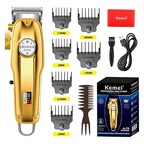 KEMEI Mens Hair Clipper Cord Cordless Clippers Hair Trimmer Beard Professional Haircut Kit For Men Rechargeable LED Display & Corded Rechargeable Grooming Kit KM-1986PRO