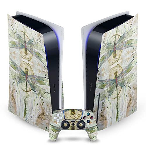 Head Case Designs Officially Licensed Stephanie Law Damselfly 2 Art Mix Vinyl Faceplate Sticker Gaming Skin Decal Compatible With Sony PlayStation 5 PS5 Disc Edition Console & DualSense Controller