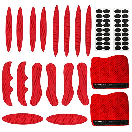 54Pcs Universal Helmet Padding Foam Kit, Anti-Collision Helmet Sponge Protection Pads Bicycle Replacement Pads Set for Bike Motorcycle Cycling Helmet (Red)