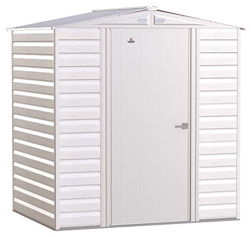Arrow Shed Select 6′ x 5′ Outdoor Lockable Steel Storage Shed Building, Flute Grey
