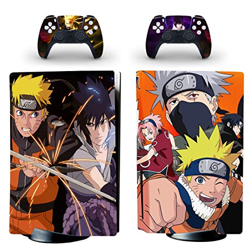 Decal Moments PS5 Standard Disc Console Controllers Full Body Vinyl Skin Sticker Decals for Playstation 5 Console and Controllers Anime Uzumaki Sasuke