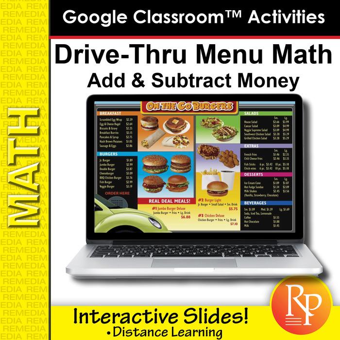 Google Classroom Activities: Drive Thru Menu Math – Add and Subtract Money | The Storepaperoomates Retail Market - Fast Affordable Shopping