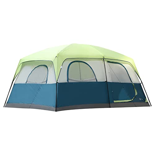 Portal 14′ X 10′ Family Cabin 2-Room Tent with a 10 Person Capacity, Blue/Green