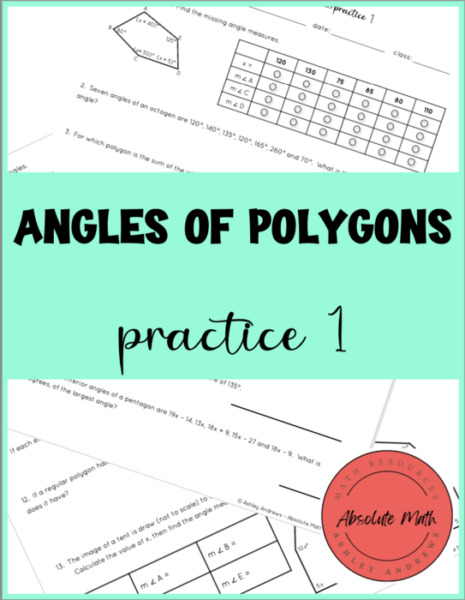 Angles of Polygons Practice 1