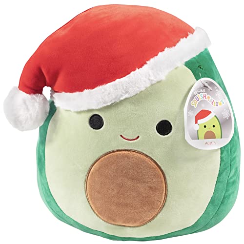 Squishmallow 12″ Austin The Avocado with Santa Hat – Official Kellytoy Christmas Plush – Soft and Squishy Holiday Avocado Stuffed Animal Toy – Great Gift for Kids