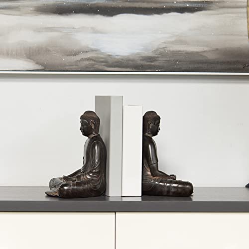 Decorative Book Ends Buddha Statues Heavy Duty – Room Decor Set Non-Skid Book Stoppers Home Office Decor 4.41 Lbs 10*7.4*8.1 Inch Newman House Studio