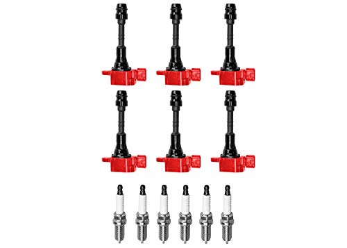 ENA Energy Ignition Coil Pack and Platinum Spark Plug Set of 6 Compatible with Infiniti Nissan I35 QX4 Altima Equator Frontier Maxima Murano Pathfinder Quest 3.5L 4.0L V6 Replacement for UF349 C1406