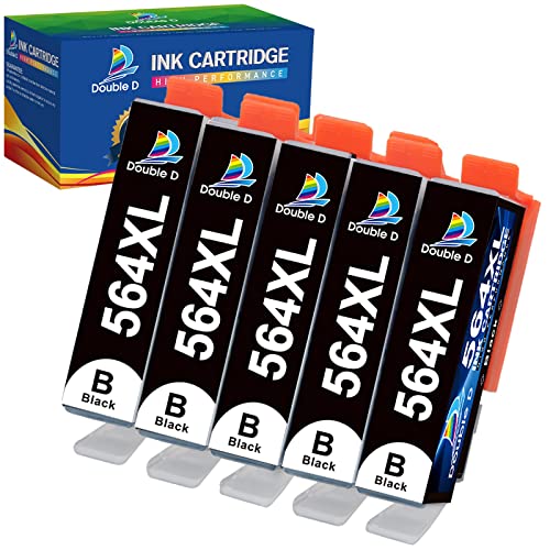 DOUBLE D 564XL Compatible Ink Cartridge Replacement for HP 564XL 564 XL High Yield for HP Photosmart 7520 6520 5520 5510 Deskjet 3520 3522 Officejet 4620 Printer (5 Black)