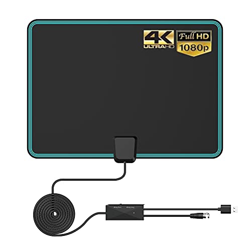 New Generation Ultra HD TV Antenna, Amplified 4K/8K Digital TV Antenna 360° Signal Reception 280 Miles Range with Amplifier Signal Booster, Indoor Outdoor TV Antenna with 16.5ft Coax Cable for All TV