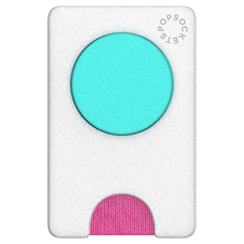 PopSockets PopWallet+ with Swappable PopTop: Phone Grip, Phone Stand, and Wallet for Cards, Removable, Shimmer Bright