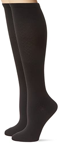 Amazon Essentials Women’s Compression Sock, 2 Pairs, Black, 6-9