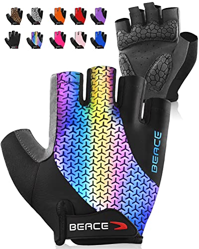 BEACE Cycling Gloves Bike Gloves Biking Gloves Half Finger Road Bike Bicycle Gloves for Men and Women-5MM Breathable Anti-Slip Shock-Absorbing Pad Gym Motorcycle Light Weight Mountain Bike Gloves