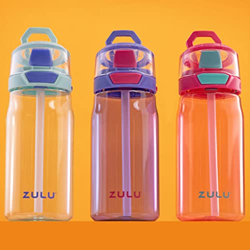 ZULU 3 Tritan Water Bottles Flex 3 Pack Pink,Purple and Mint 16 OZ