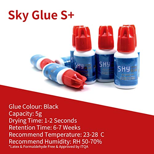 Hyper Hold Sky Glue S+ 5g Professional Black Bonding Adhesive for Long Lasting Semi Permanent Individual Lash Extensions 6-7 Week Retentions 1-2 sec. Fast Curing with Genuine Authentic Label(GAL)