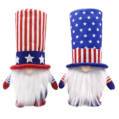 LUOZZY 2 Pcs Independence Gnome Doll Patriotic Tomte Gnome 4th of July Gnomes Decorations Independence Day Party Decorations