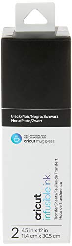 Cricut Infusible Ink Transfer Sheets – 4.5″ x 12″ – Black – For Cricut Mug Press, Maker, Explore Air 2