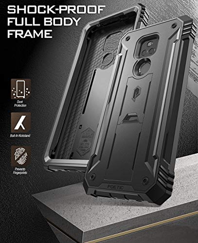 Poetic Revolution Series Case for Moto G Play (2021), Full-Body Rugged Dual-Layer Shockproof Protective Cover with Kickstand and Built-in-Screen Protector, Black | The Storepaperoomates Retail Market - Fast Affordable Shopping